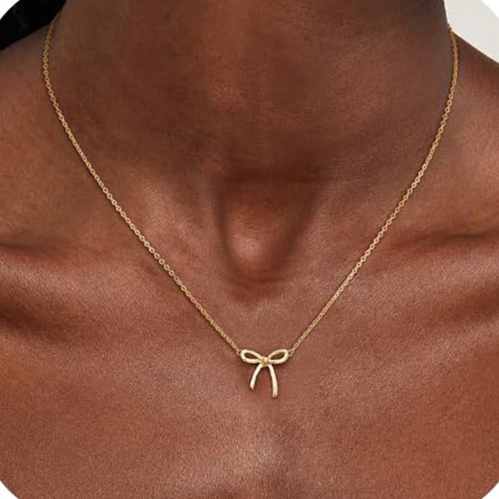 Bow Necklace Female Personality Golden Clavicle Chain Fashion All-match