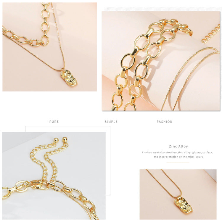 Ol Irregular Chain Two-Layer Independent Chain Combination Lobster Clasp Female Necklace