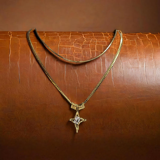 Elegant Two-Layer Star Pendant Necklace