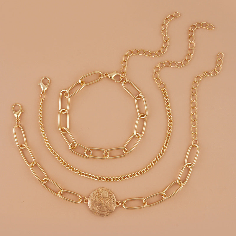 Sun XINGX Chunky Chain Necklace Three-piece Set For Women